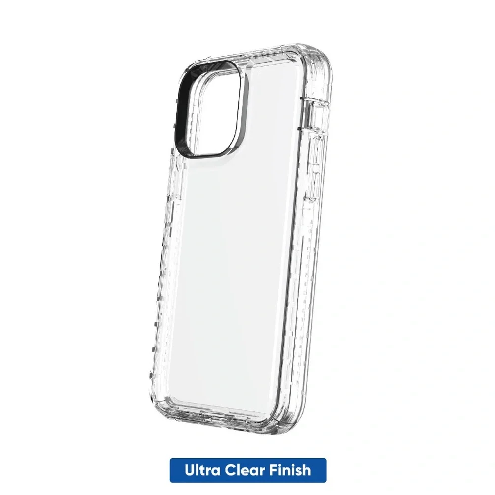 onn. Clear Rugged Case with Built-in Microbial Protection for iPhone 12, 12 Pro